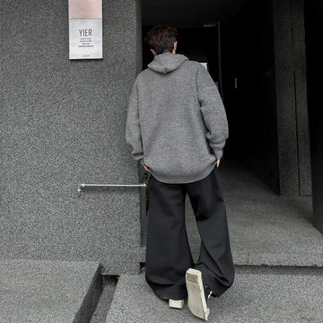 Autumn Winter Hooded Solid Color Sweater Men Loose Casual Oversize Mens Knitted Lazy Sweatshirt Unisex Casual Pullover 2XL-M